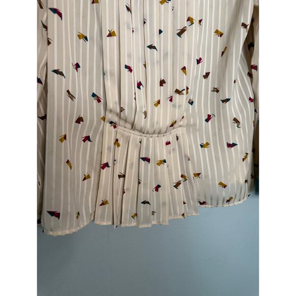 Vintage Carol Bird pleated cowl neck blouse all over print 80s - Picture 7 of 8